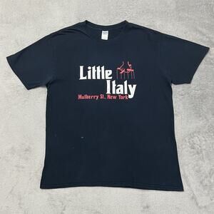 Little Italy Shirt Mens L Black Godfather Mulberry St., New York Vintage Tee